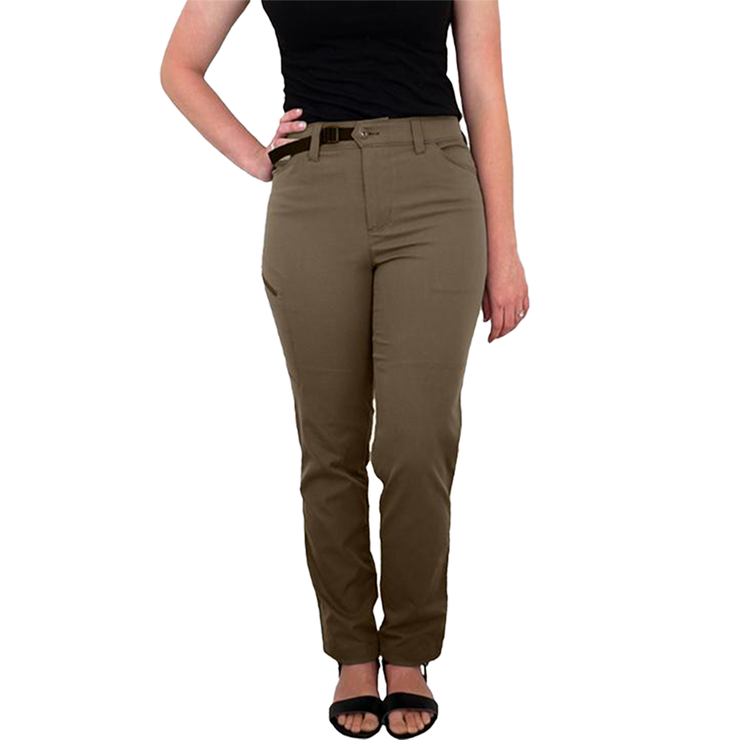 front view of brown women's outdoor pants