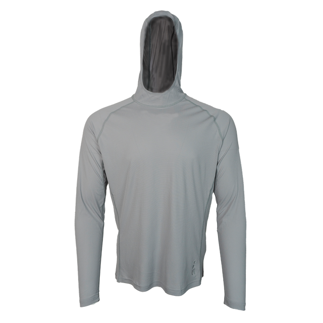 men's gray ultralight sun hoodie front view