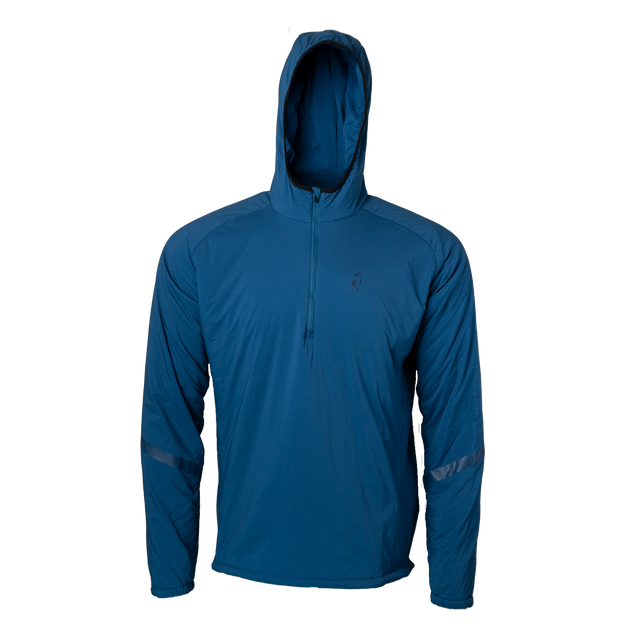men's blue active mid layer hoodie front view