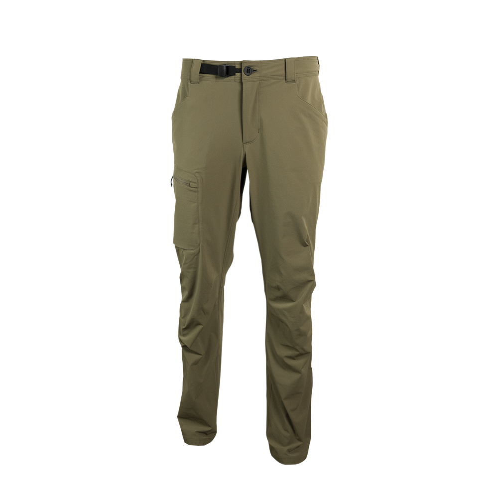 close front view of earthy brown men's hiking pants