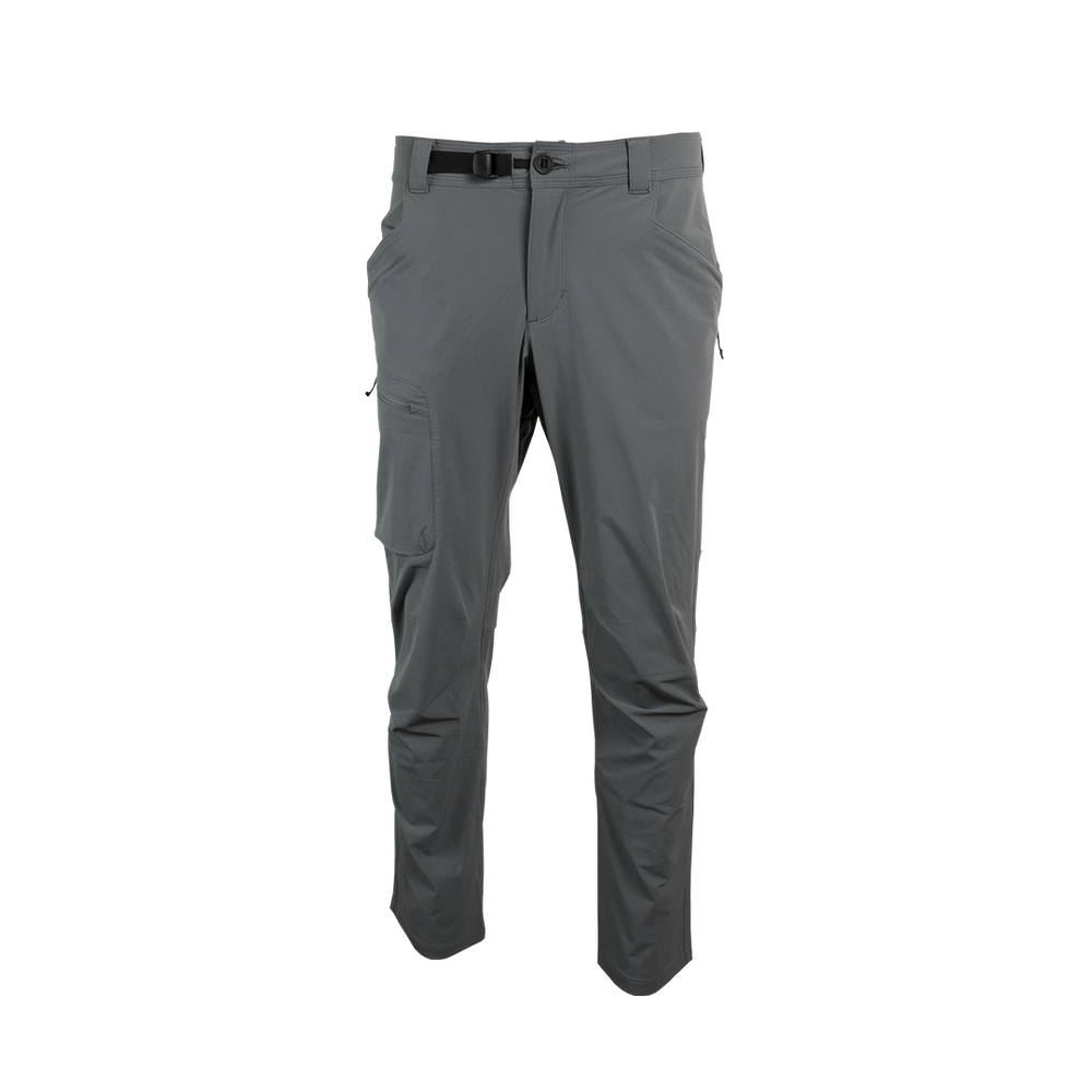 close front view of gray hiking pants for men