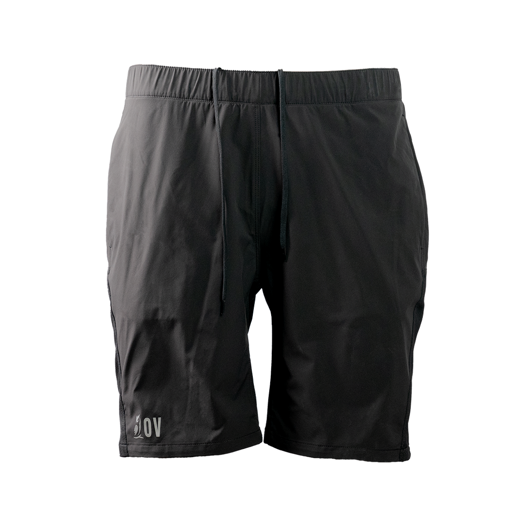 front view of men's trail shorts for hiking and running