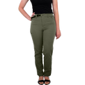 front view of green women's hiking pants