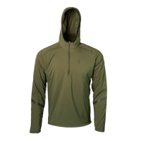 men's olive active mid layer hoodie front view