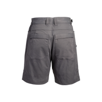 rear view of women's gray hiking shorts